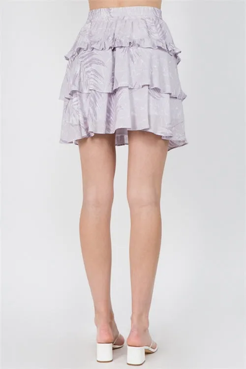 ELASTIC WAIST LAYERED RUFFLE SKIRT-1-2-2-1