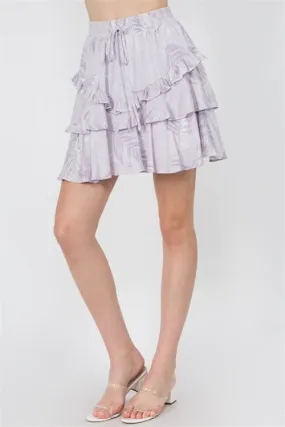 ELASTIC WAIST LAYERED RUFFLE SKIRT-1-2-2-1