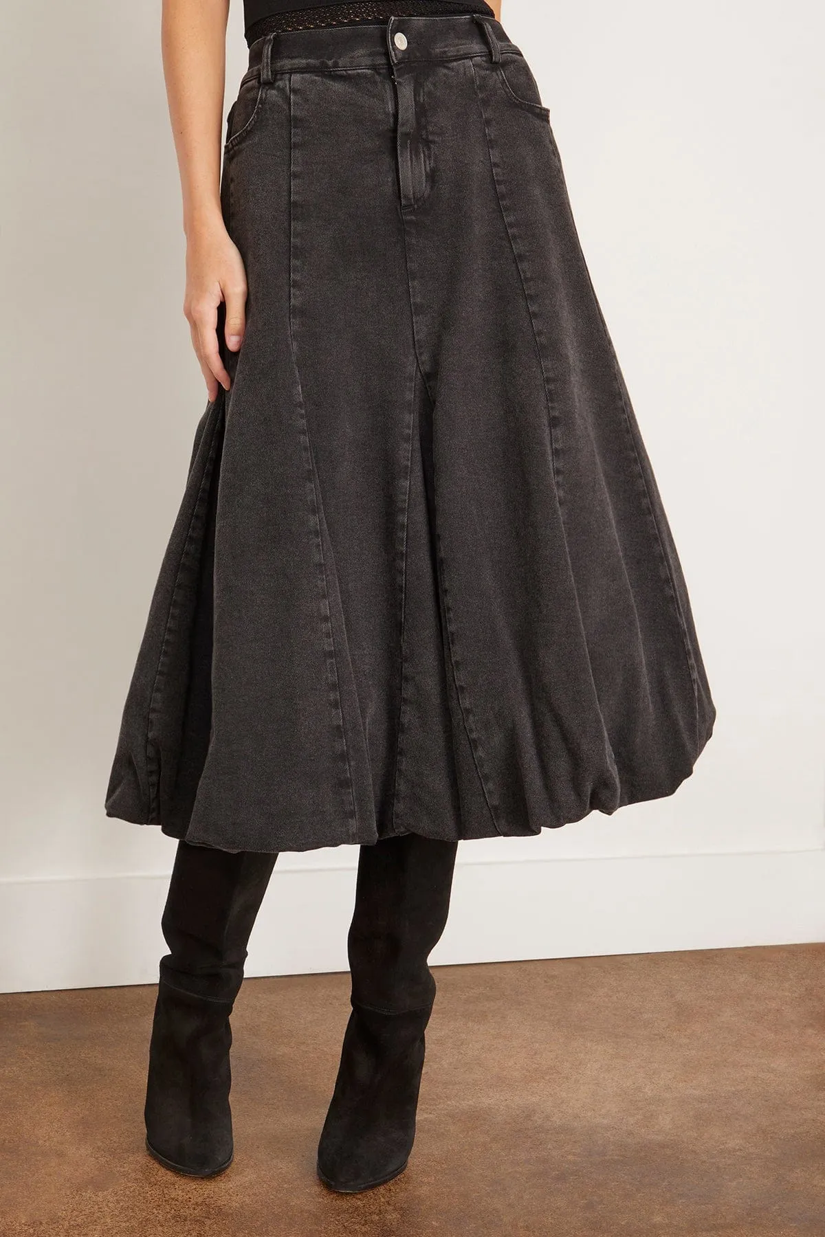 Elle Denim Bubble Skirt in Black