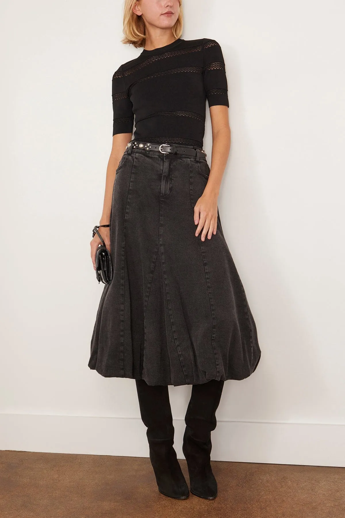 Elle Denim Bubble Skirt in Black