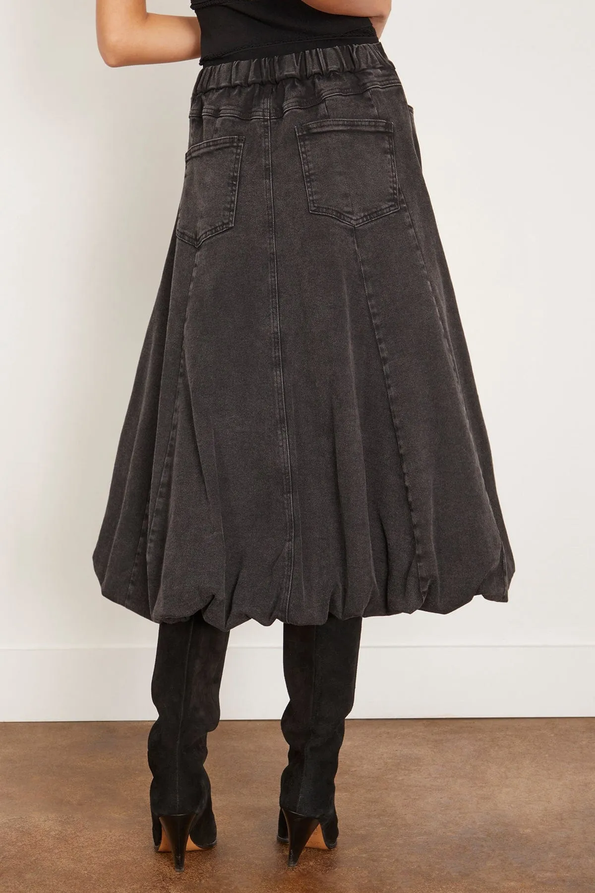 Elle Denim Bubble Skirt in Black