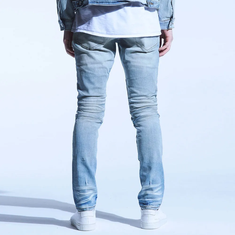 Embellish Culver Biker Denim Jeans Light Blue