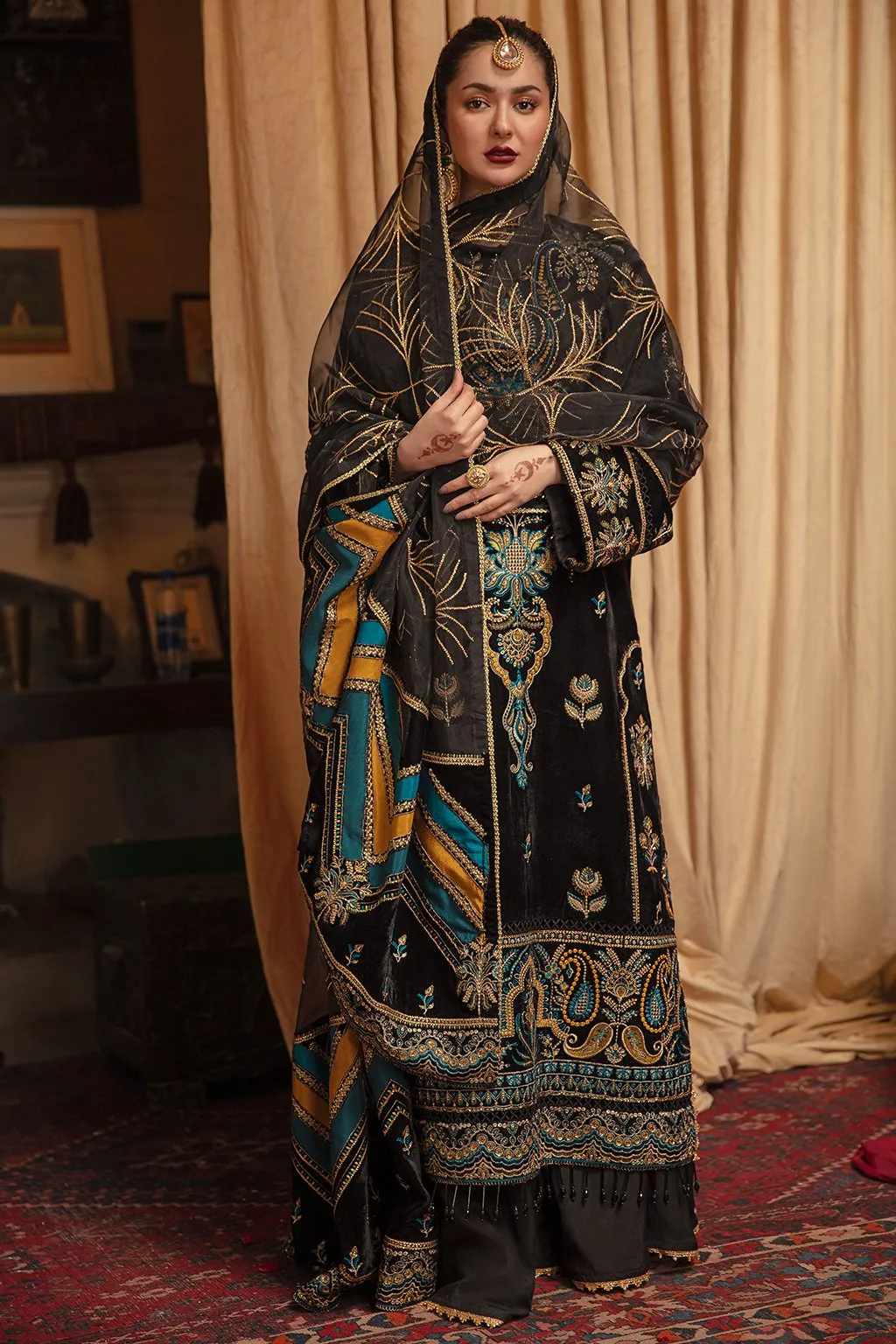 Embroidered Black Dress Pakistani by Designer #PF299