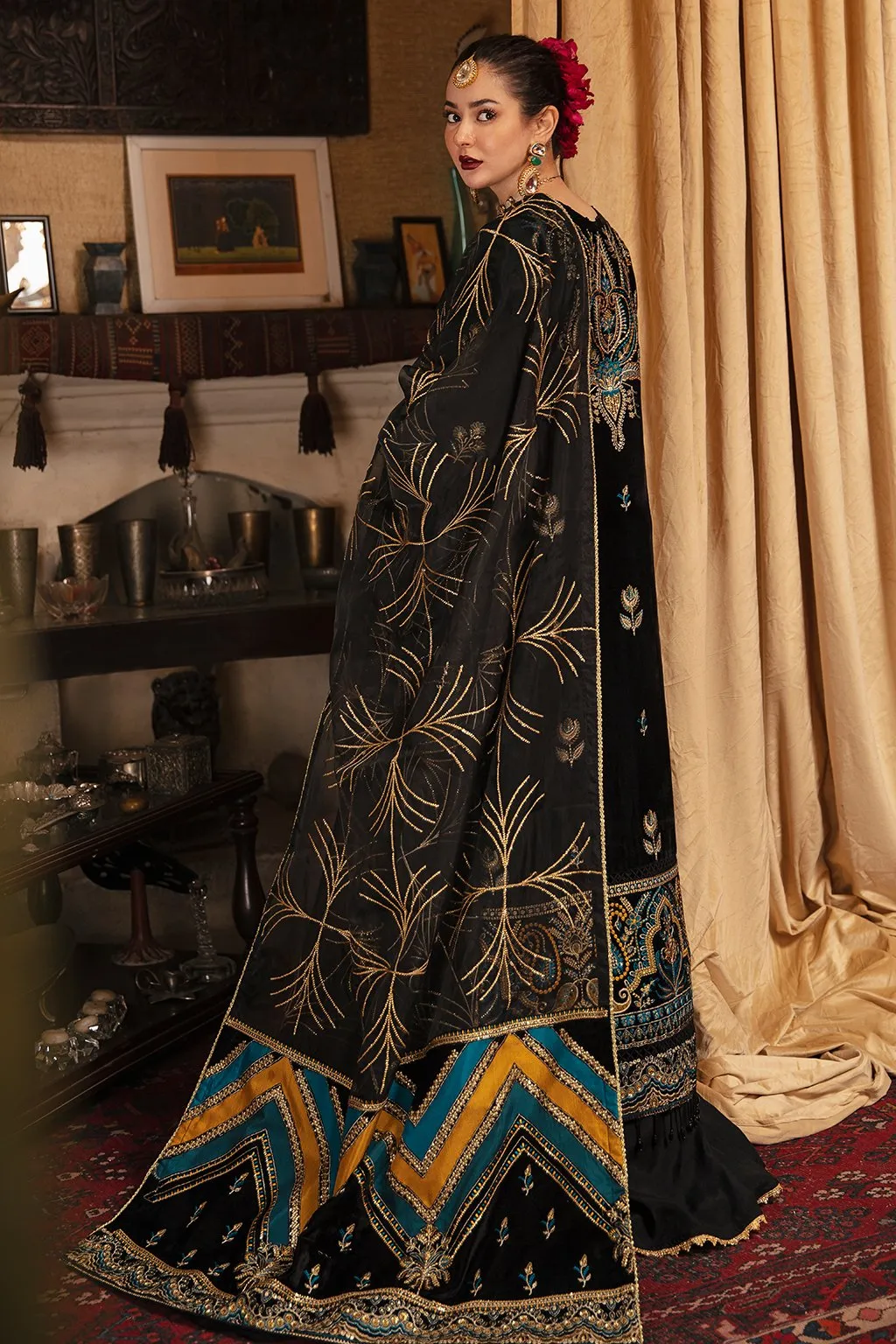 Embroidered Black Dress Pakistani by Designer #PF299