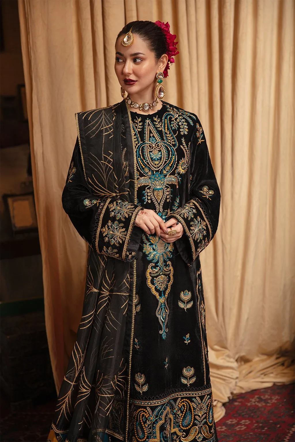 Embroidered Black Dress Pakistani by Designer #PF299
