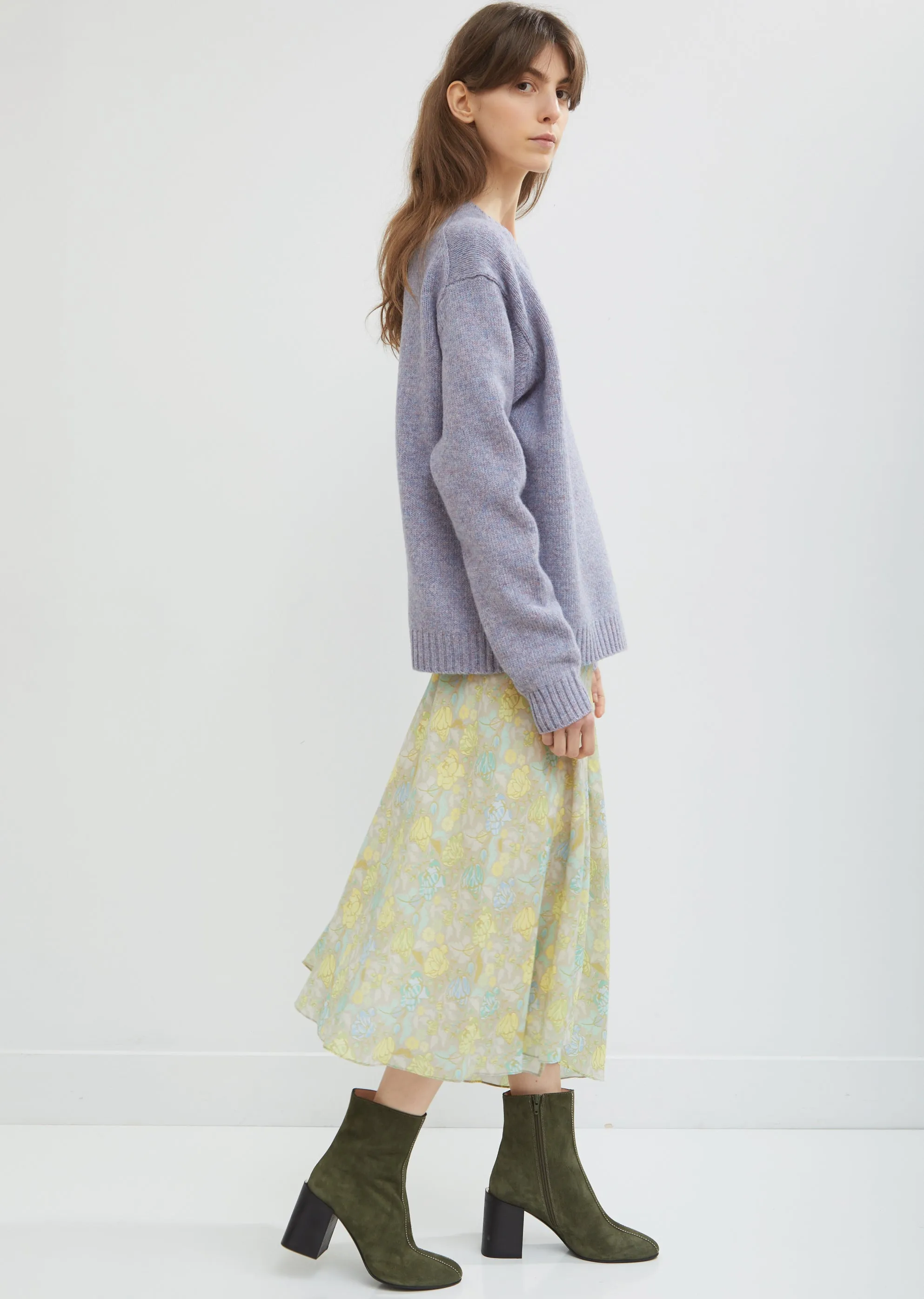 Floral Print Asymmetrical Skirt