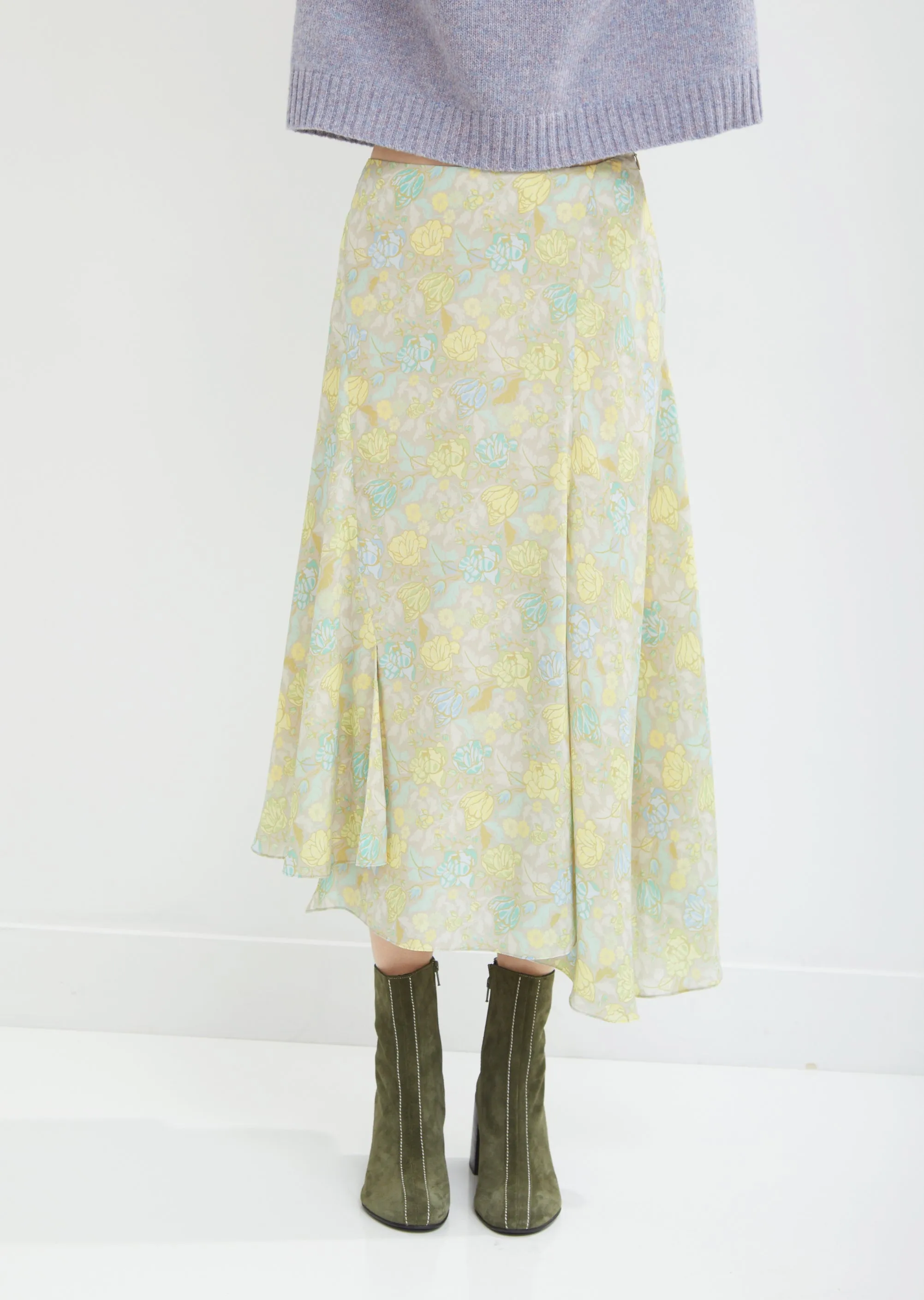 Floral Print Asymmetrical Skirt