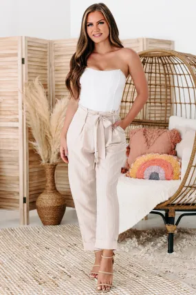 Follow Your Dreams Striped Paperbag Pants (Bone)