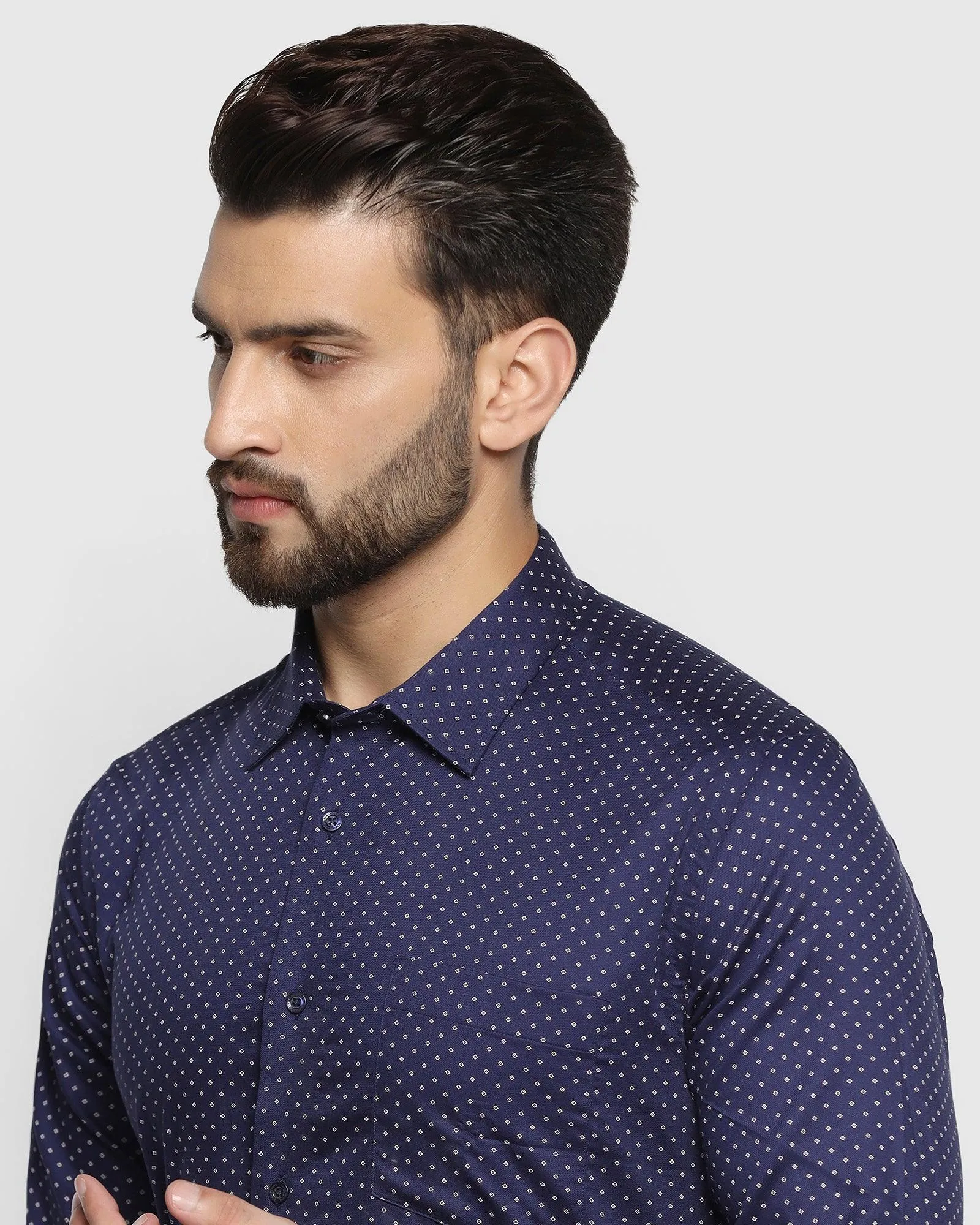 Formal Blue Printed Shirt - Wong
