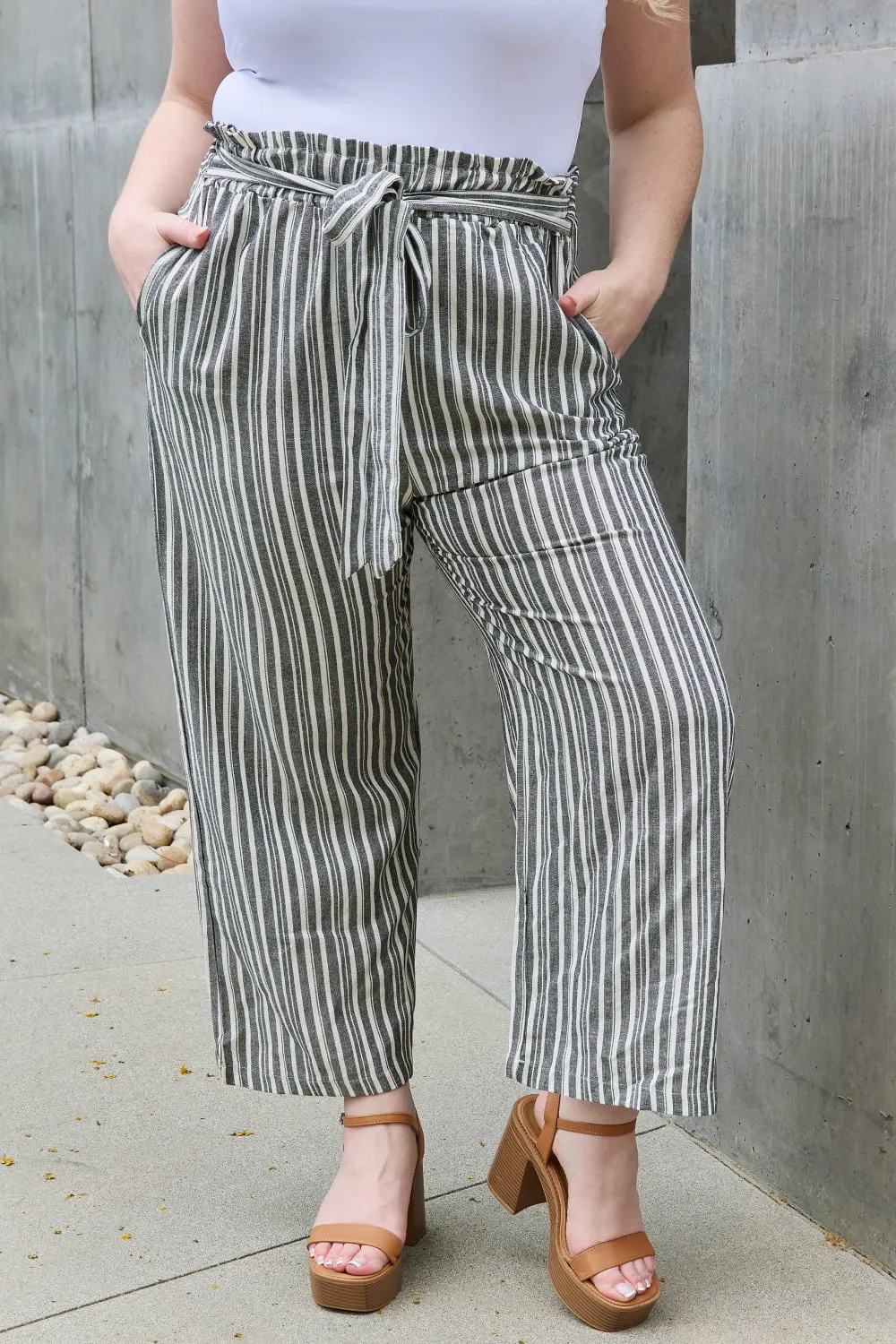 Heimish Find Your Path Paperbag Waist Striped Culotte Pants