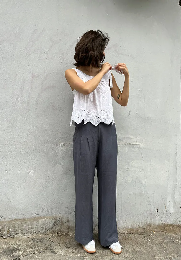Helena Wide Leg Trouser In Grey