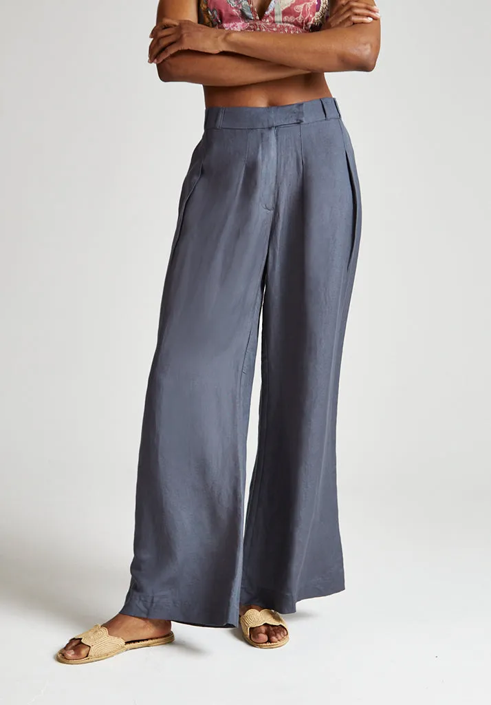Helena Wide Leg Trouser In Grey