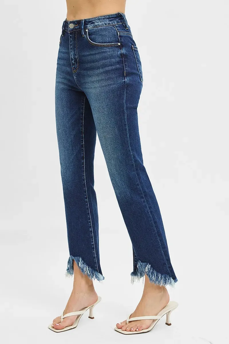 High Rise Crop Bootcut Fray Hem Jeans By Risen