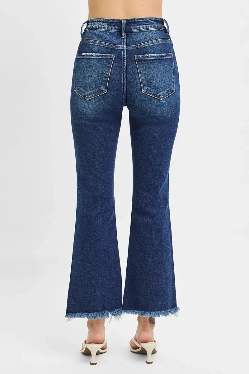 High Rise Crop Bootcut Fray Hem Jeans By Risen