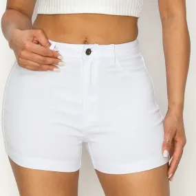 High Waisted Colored Shorts in White
