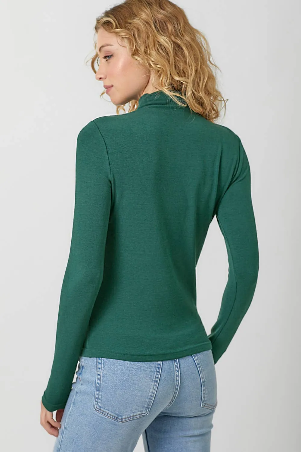 Hunter Green Knit Mock Neck Top