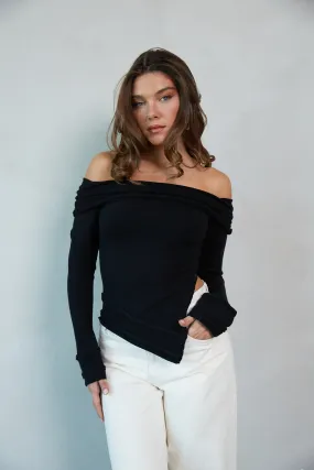 Kate Off the Shoulder Asymmetrical Sweater Top