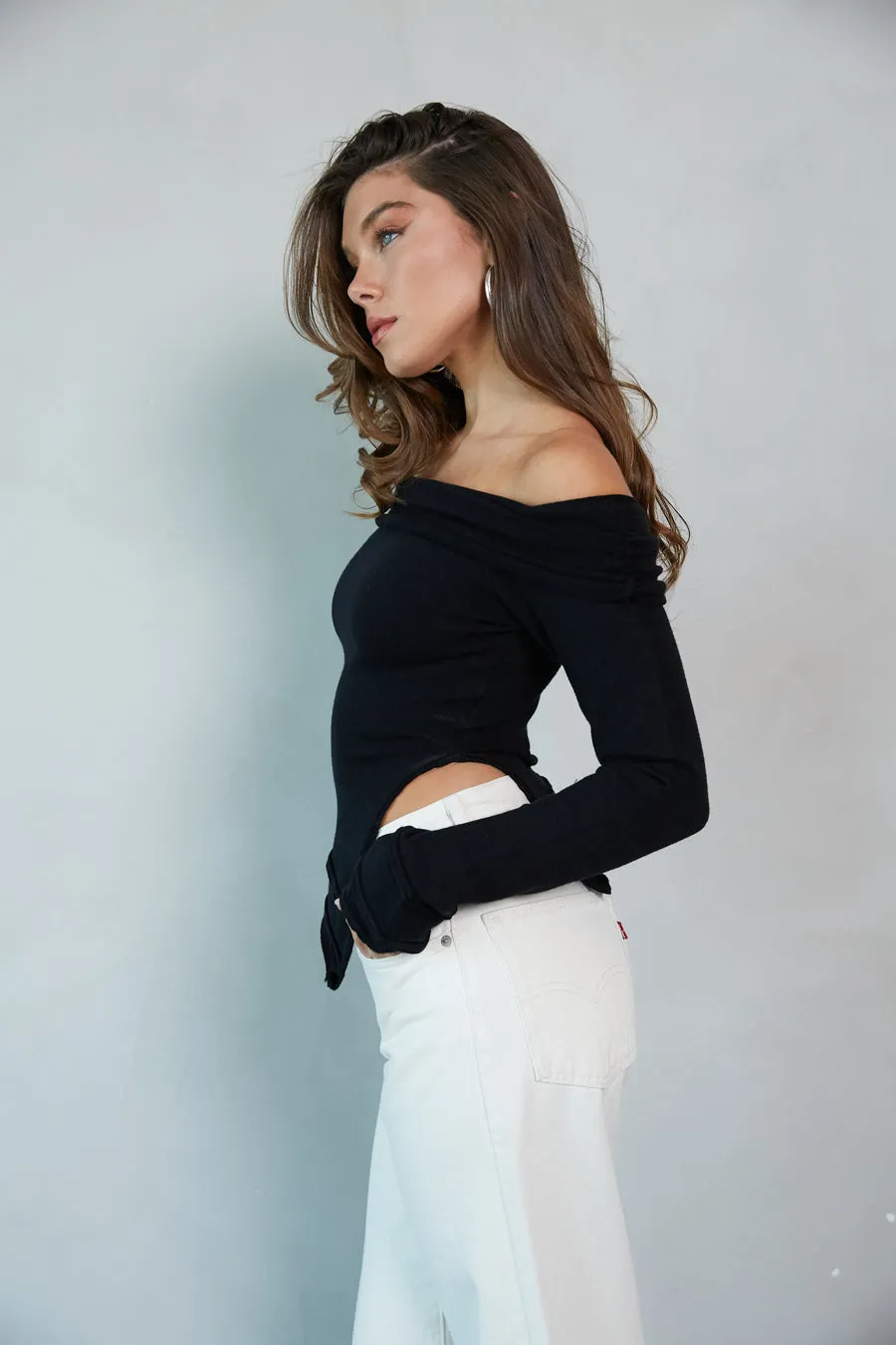 Kate Off the Shoulder Asymmetrical Sweater Top