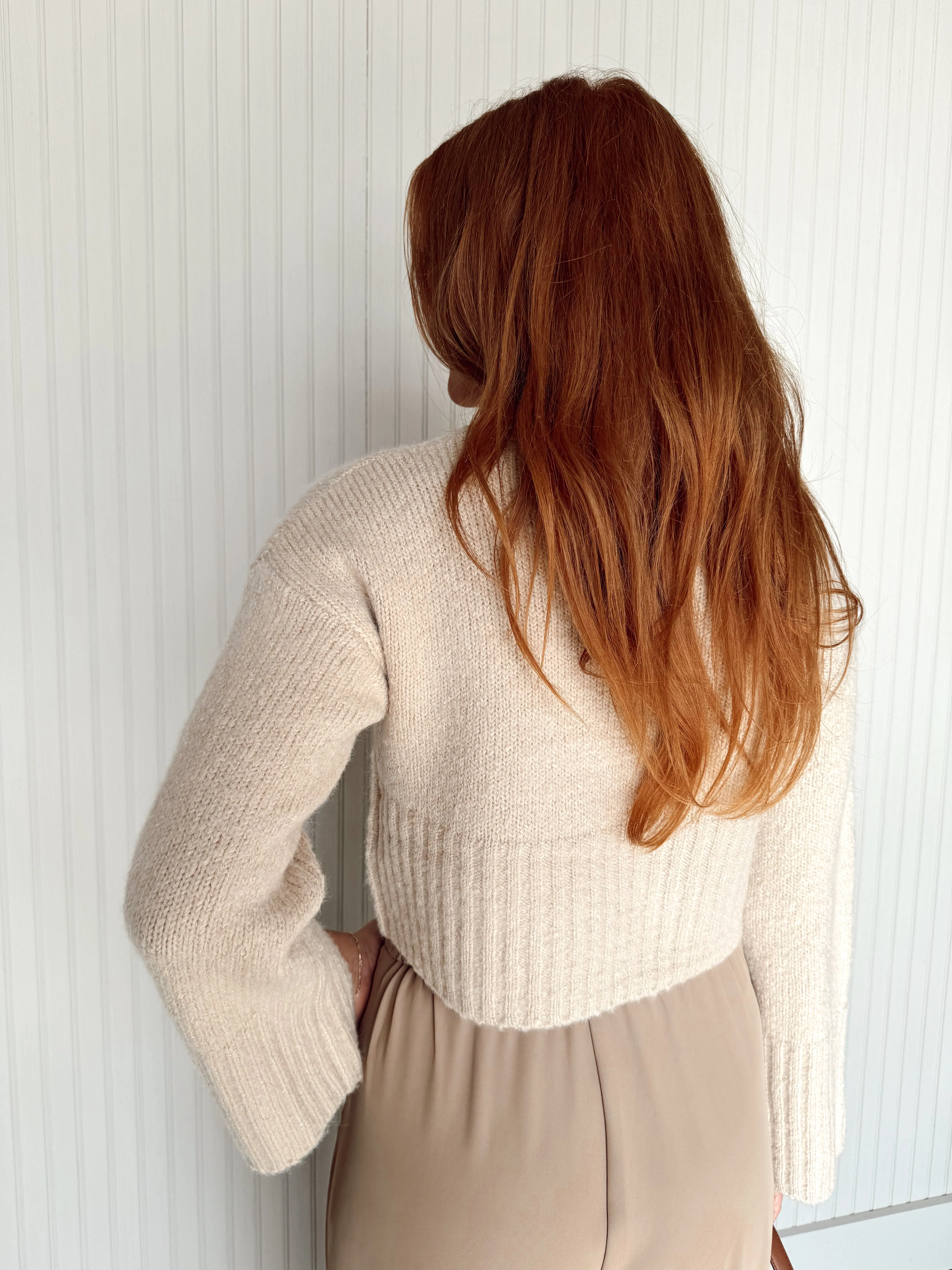 Khloe Mock Neck Cropped Sweater