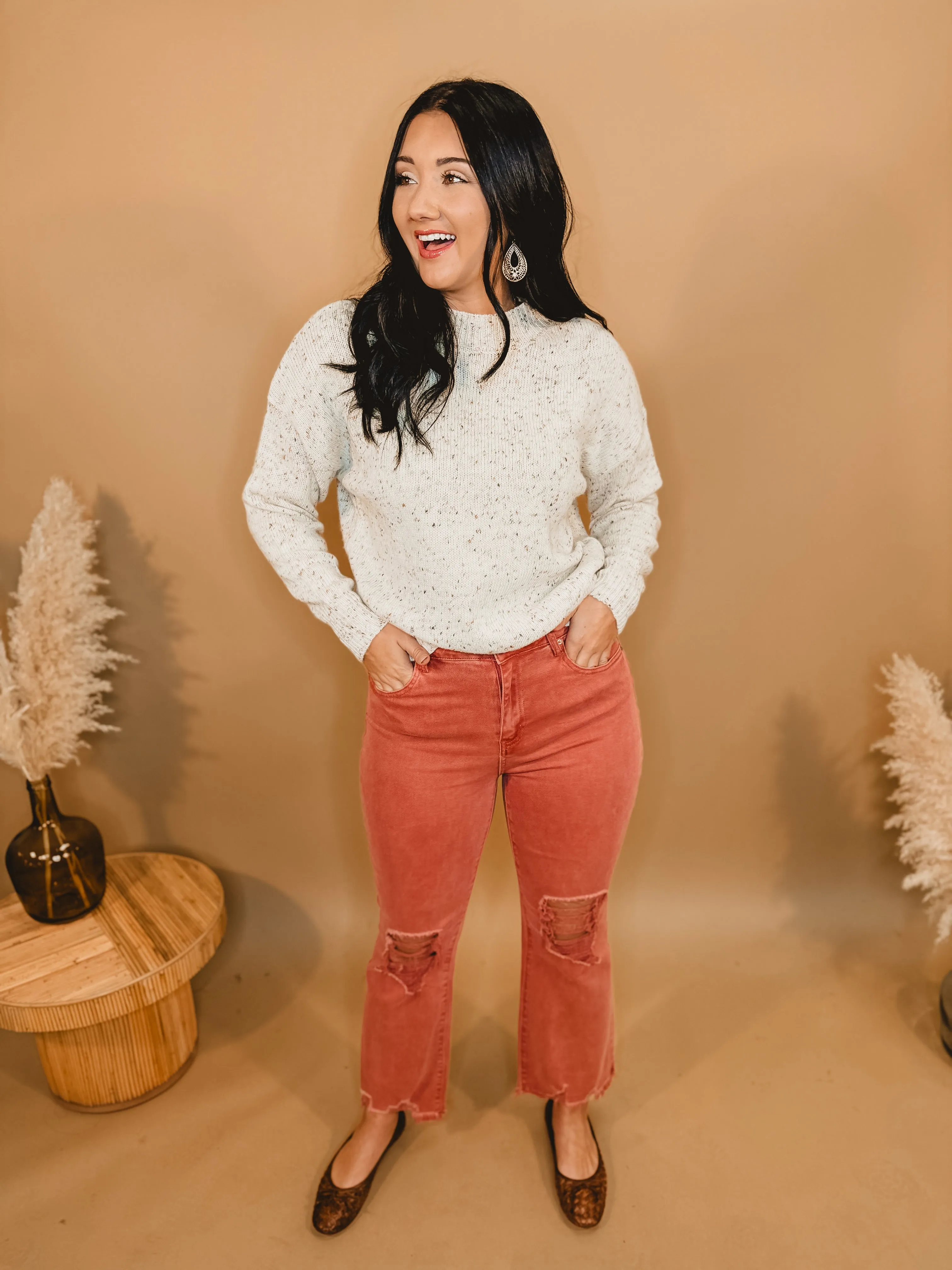 Kimmy Acid Washed High-Waisted Distressed Jeans - Cabernet