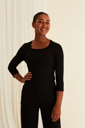 Kyra Ribbed Viscose Top Black
