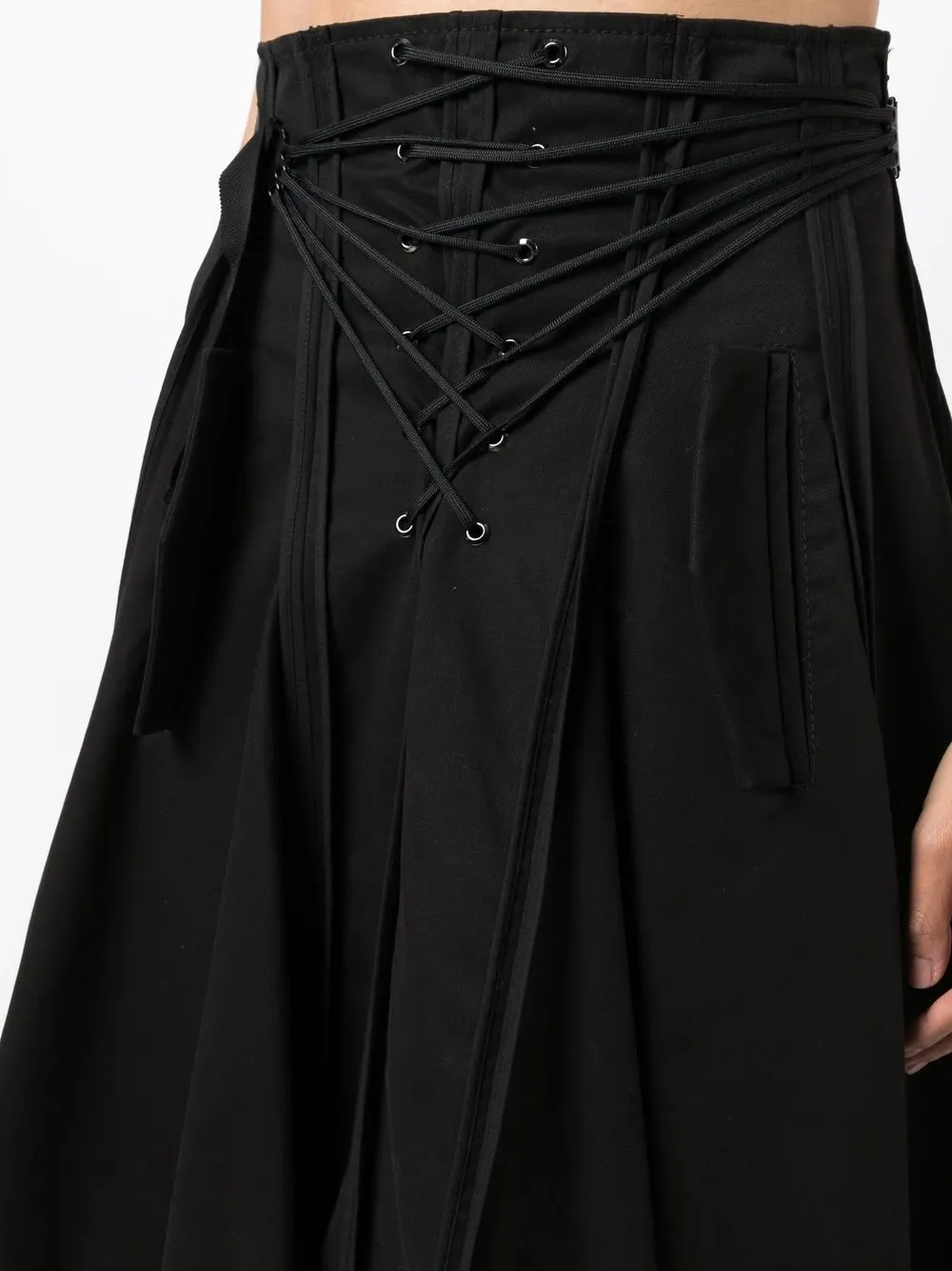 Laced Up Asymmetrical Hem Skirt