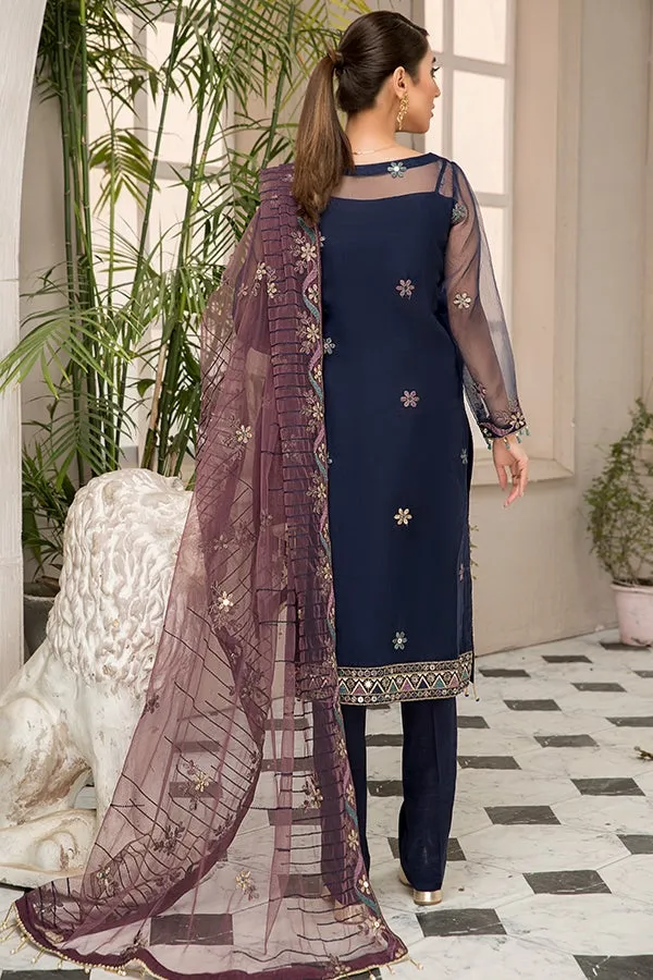 Latest Blue Kameez Salwar with Fine Embroidery #PF346