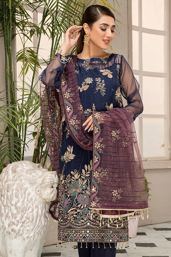 Latest Blue Kameez Salwar with Fine Embroidery #PF346