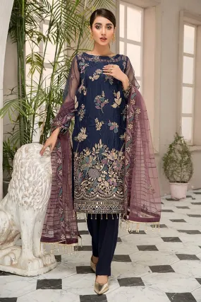Latest Blue Kameez Salwar with Fine Embroidery #PF346
