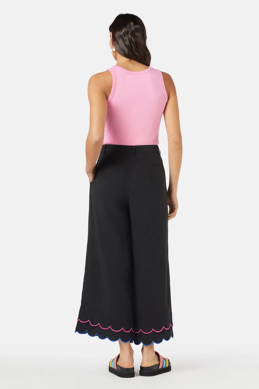 Neon Scallop Embroidered Pant