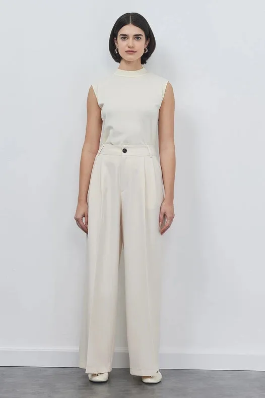Palazzo Wide Leg Trousers Bone