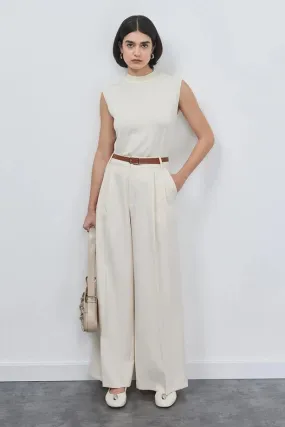 Palazzo Wide Leg Trousers Bone