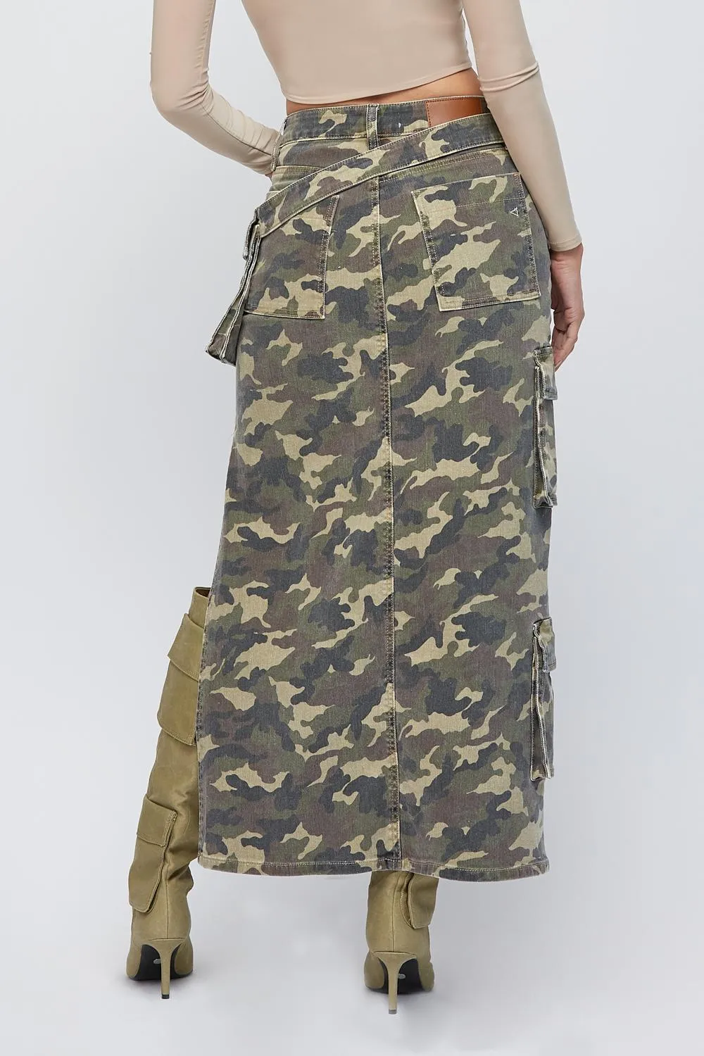 [Peyton] Pocket Belted Camo Skirt
