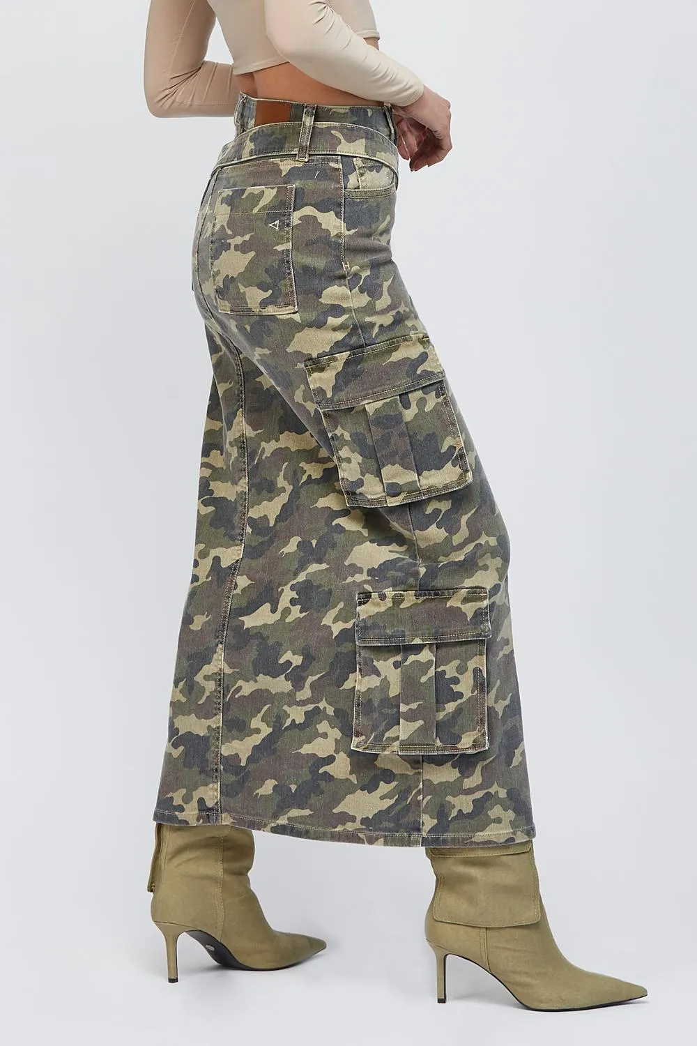 [Peyton] Pocket Belted Camo Skirt