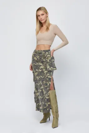 [Peyton] Pocket Belted Camo Skirt