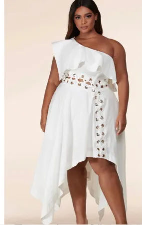 Plus Size Off The Shoulder Linen Dress