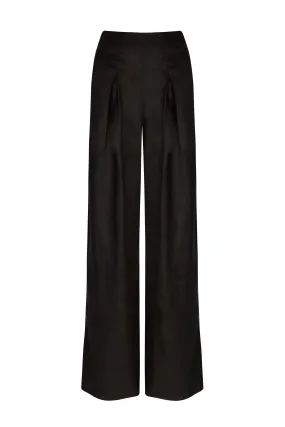 'Santamaria' Wide Leg Trousers - Black