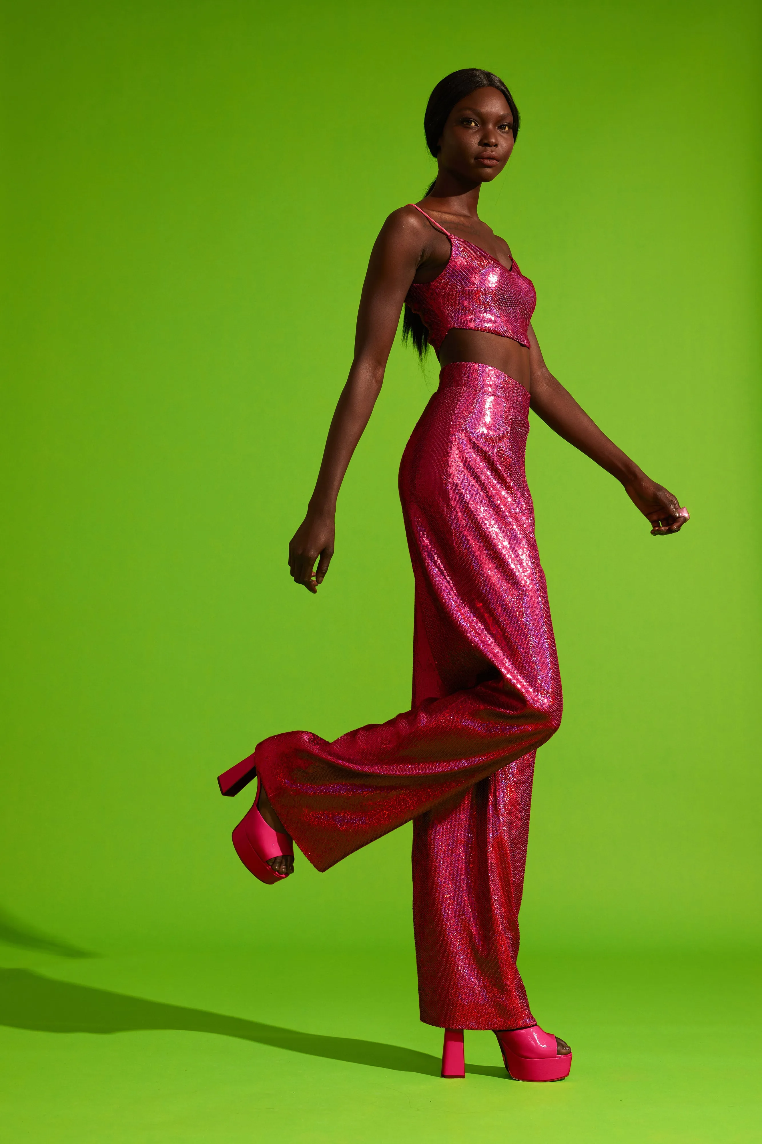 Sequined Wide-Leg Trousers