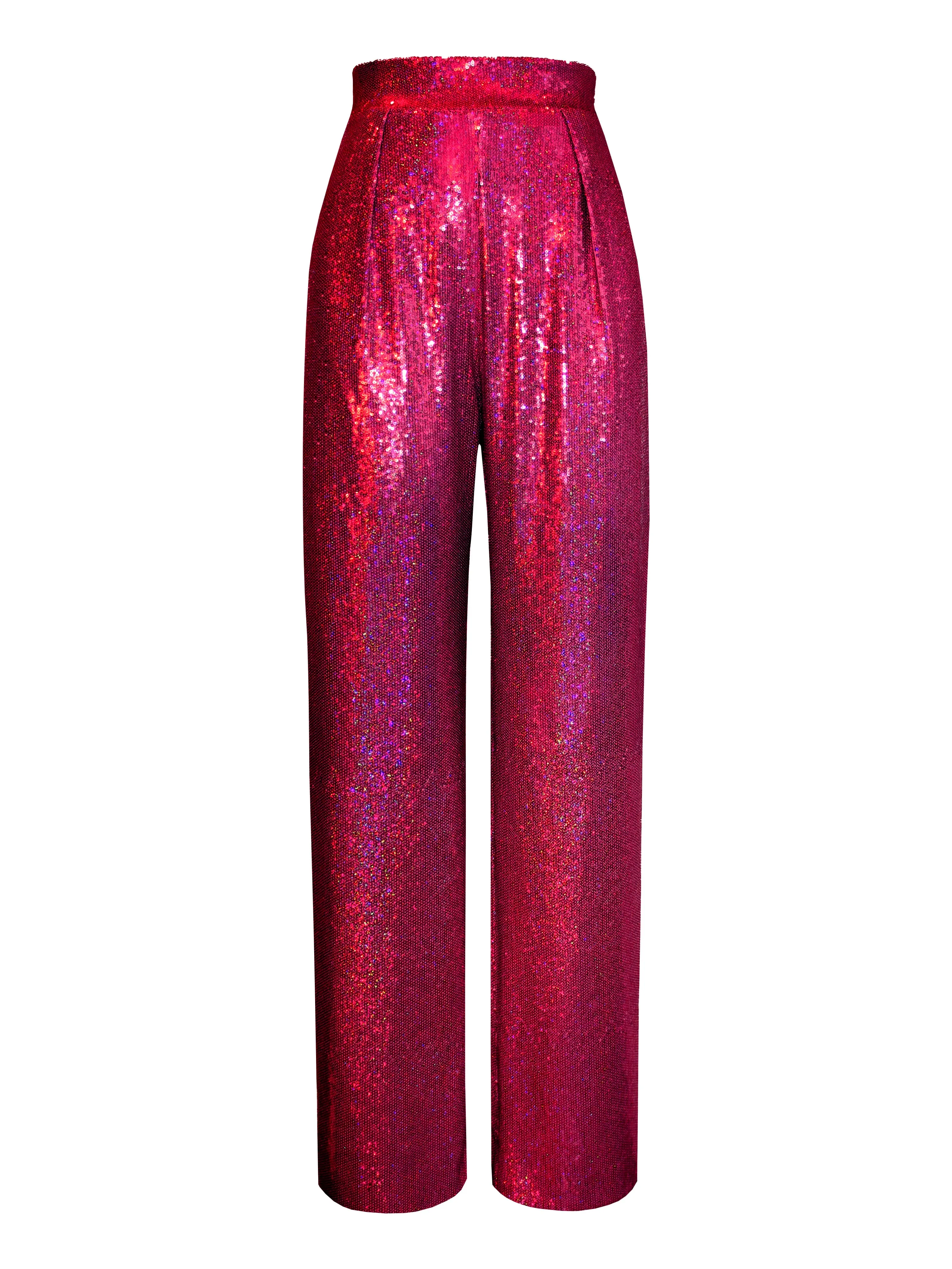 Sequined Wide-Leg Trousers
