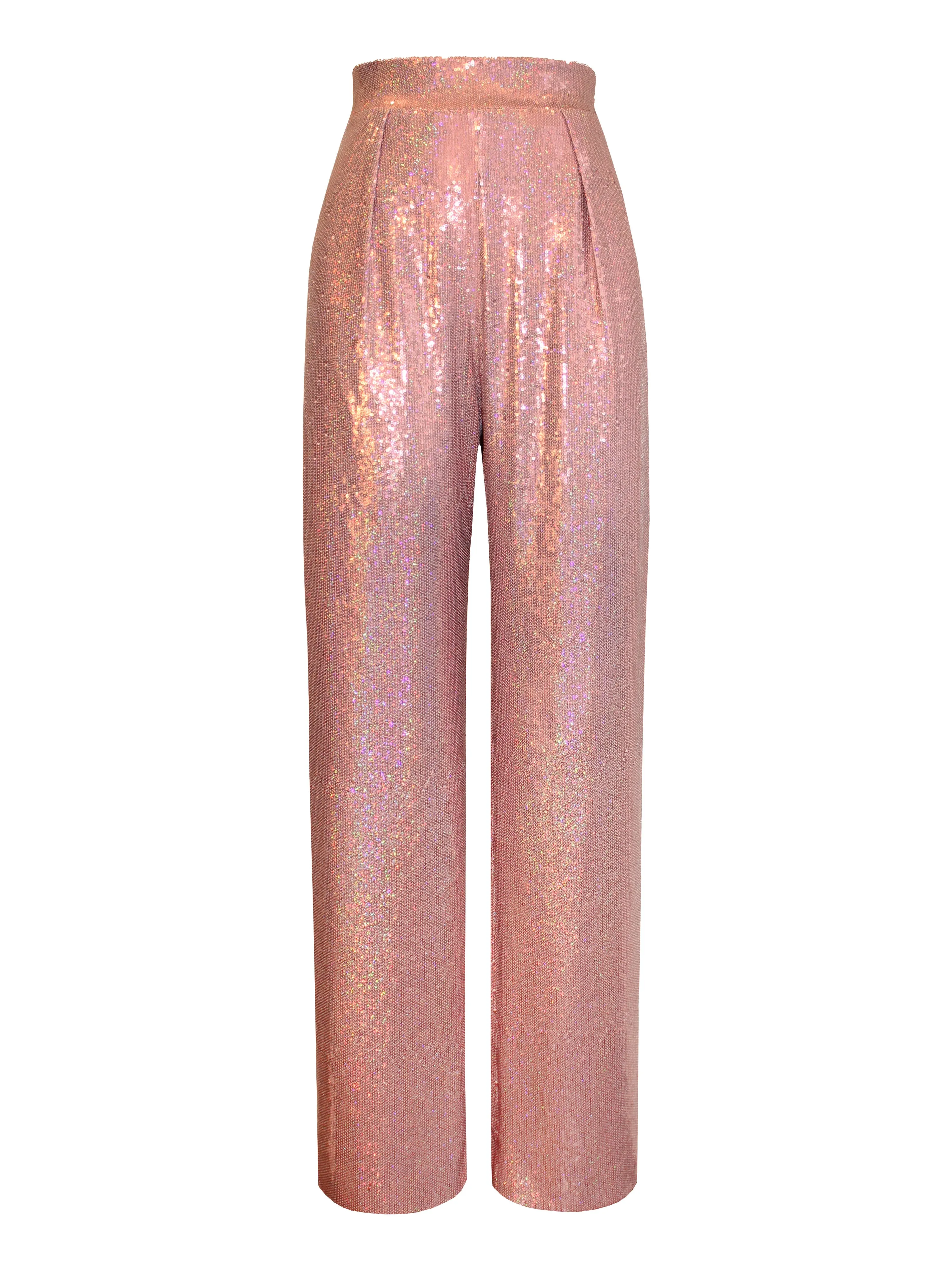 Sequined Wide-Leg Trousers