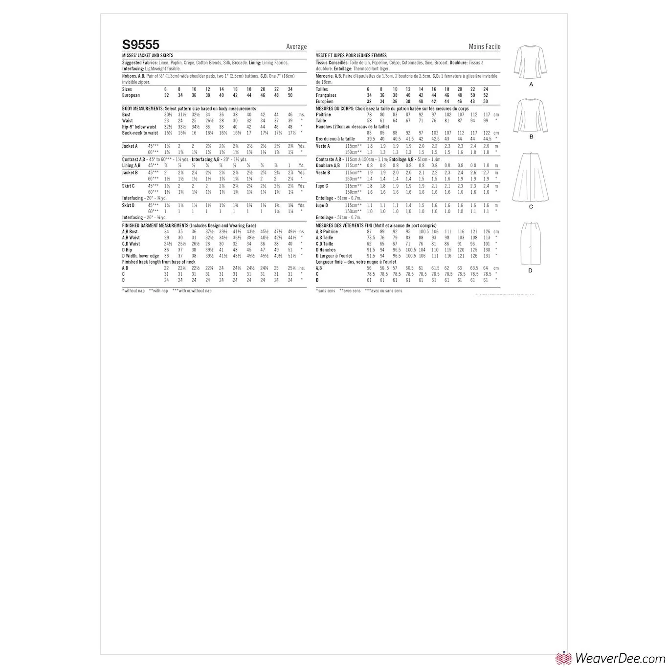 Simplicity Pattern S9555 Misses' Jacket & Skirts