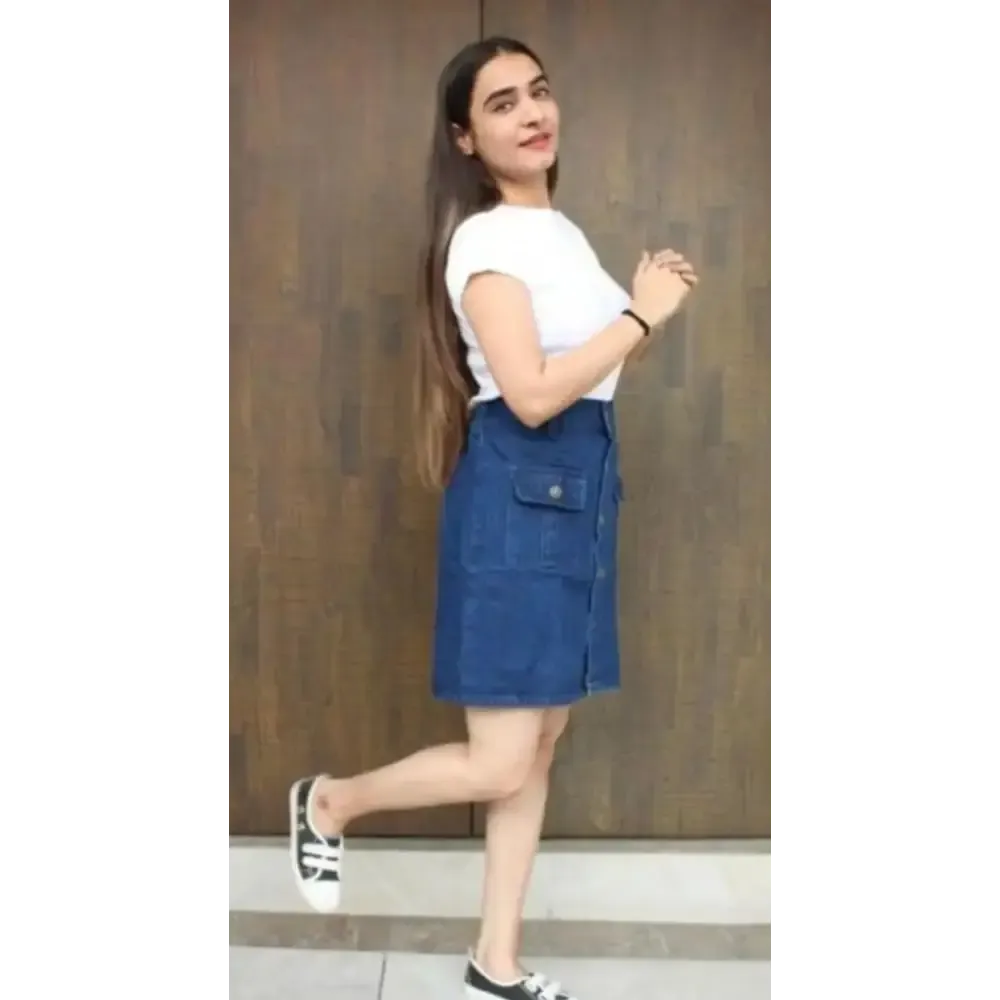 Trendy Latest Women Western Blue Denim Fancy Skirts/Shorts For Girls